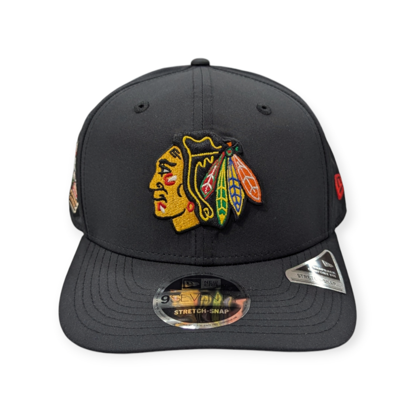 Men's Chicago Blackhawks New Era Black 2024 Winter Classic Performance 9SEVENTY Trucker Hat