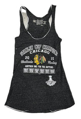 Women's Chicago Blackhawks 2015 Stanley Cup Champs Banner Marrow Edge Tank Top - Pro Jersey Sports