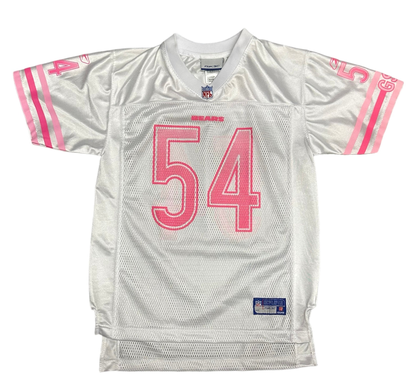 Youth Girls Chicago Bears Brian Urlacher White & Pink Jersey