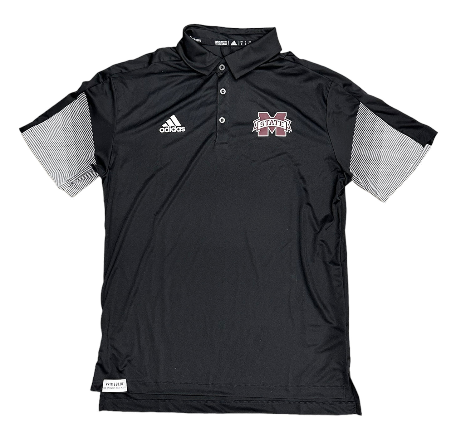 Men's NCAA Mississippi State Bulldogs Black Sideline Polo Shirt By Adidas