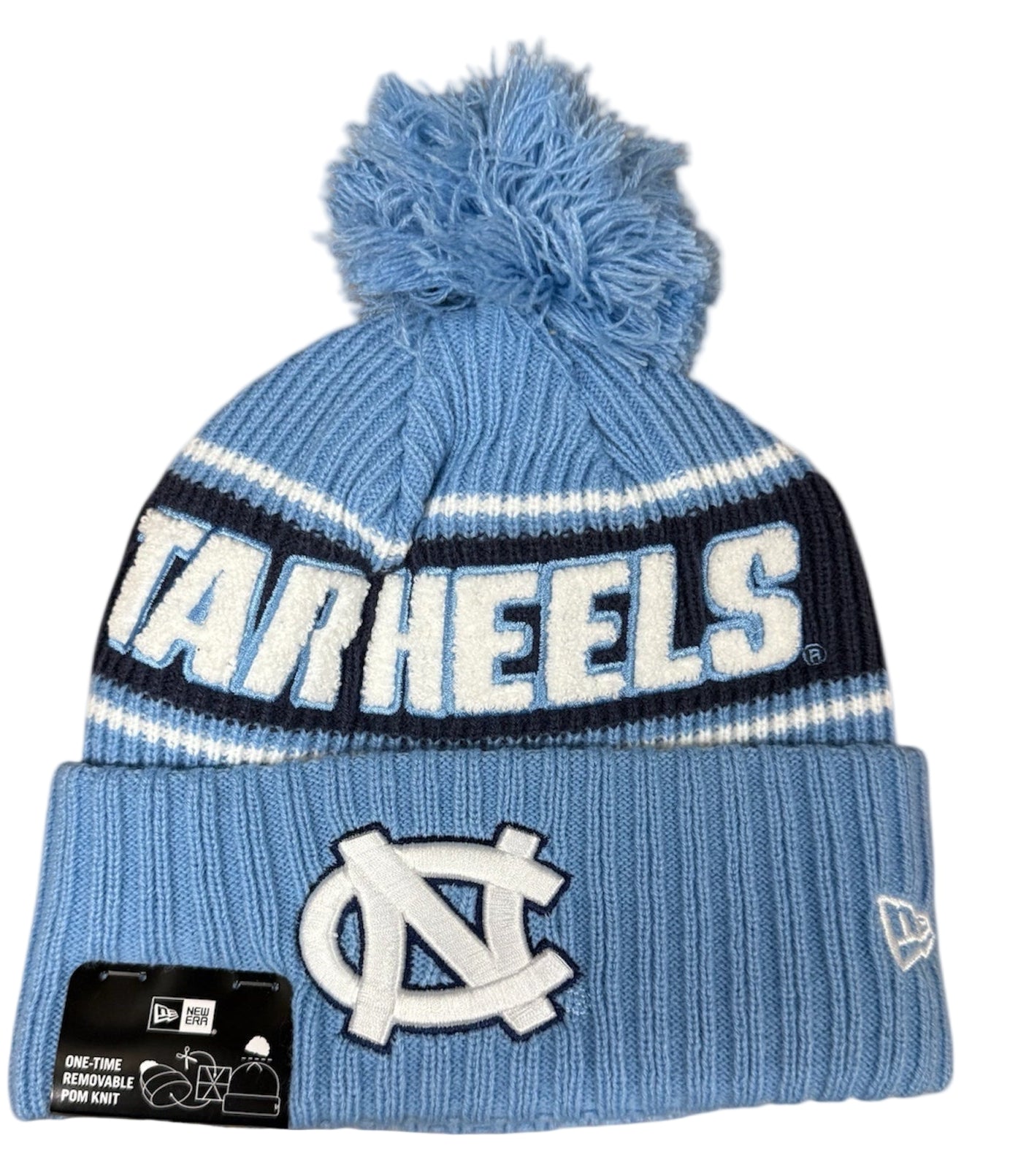 North Carolina Tar Heels New Era Bold Knit Cuffed Knit Hat with Pom - Carolina Blue - Pro Jersey Sports