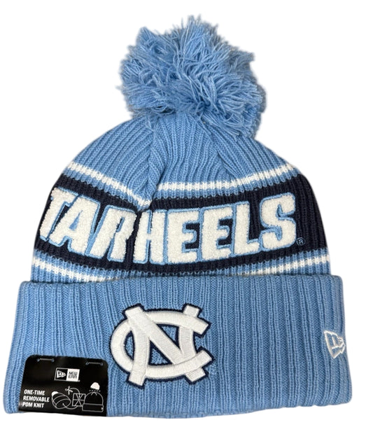 North Carolina Tar Heels New Era Bold Knit Cuffed Knit Hat with Pom - Carolina Blue - Pro Jersey Sports