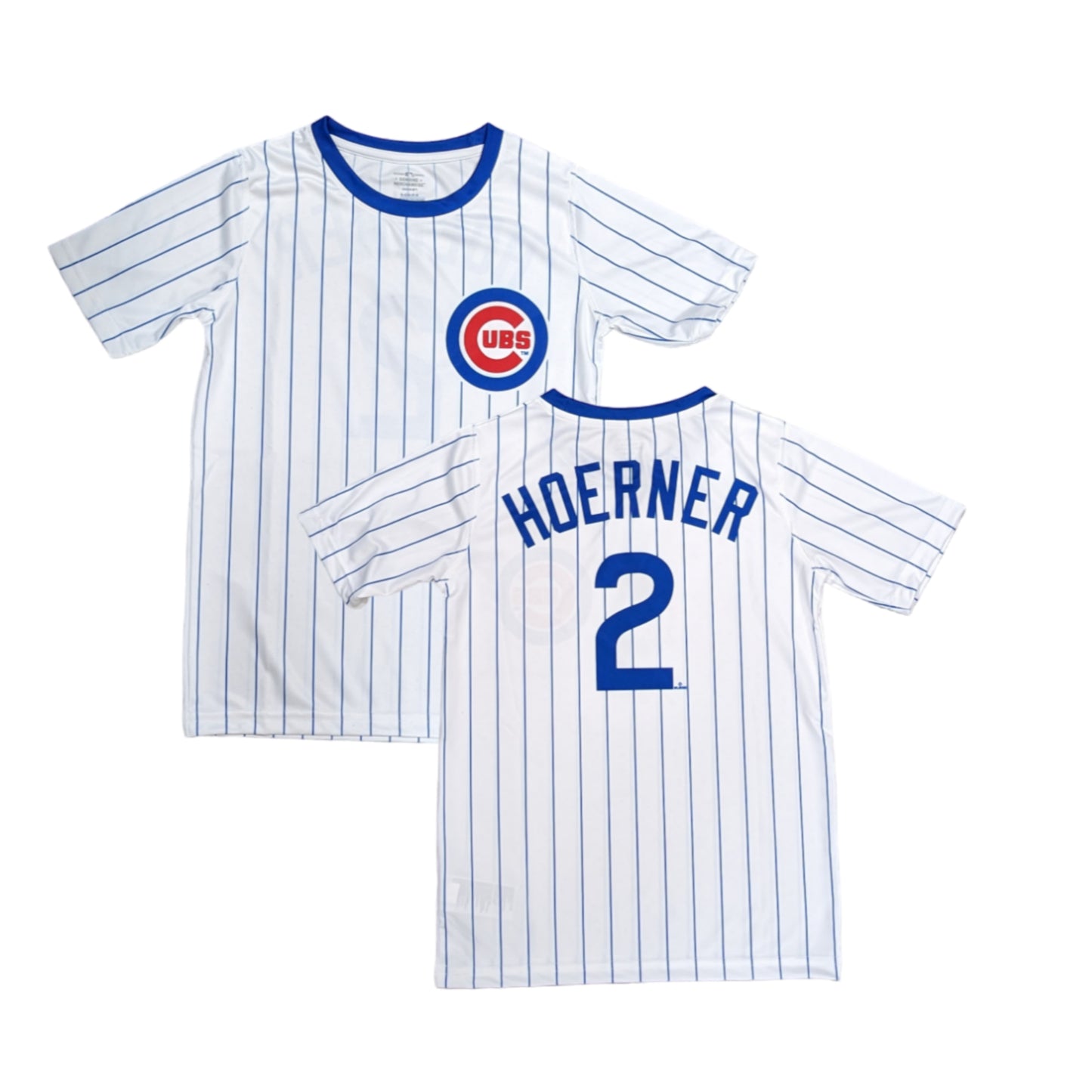 Youth Chicago Cubs Nico Hoerner White/Royal Cooperstown Player Sublimated Jersey Top
