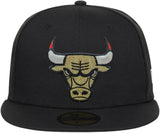 Men's Chicago Bulls New Era Black University Gold 59FIFTY Fitted Hat - Pro Jersey Sports