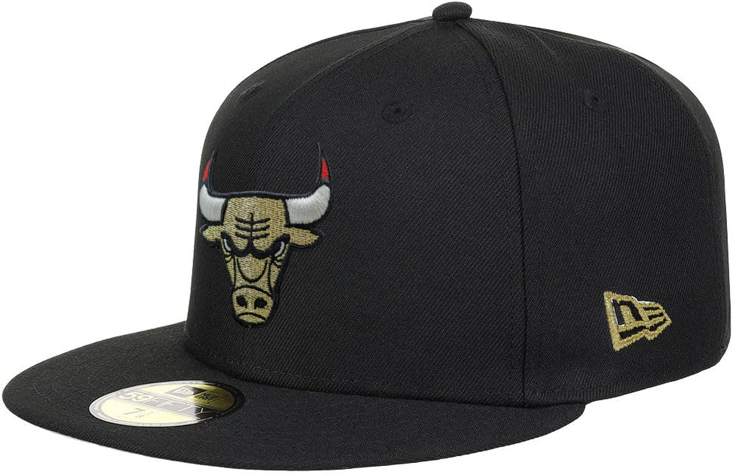 Men's Chicago Bulls New Era Black University Gold 59FIFTY Fitted Hat
