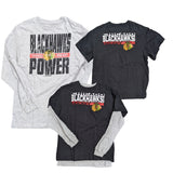 NHL Chicago Blackhawks Youth Reebok Black/Gray 2 In One Long Sleeve/Short Sleeve Combo T-Shirt - Pro Jersey Sports