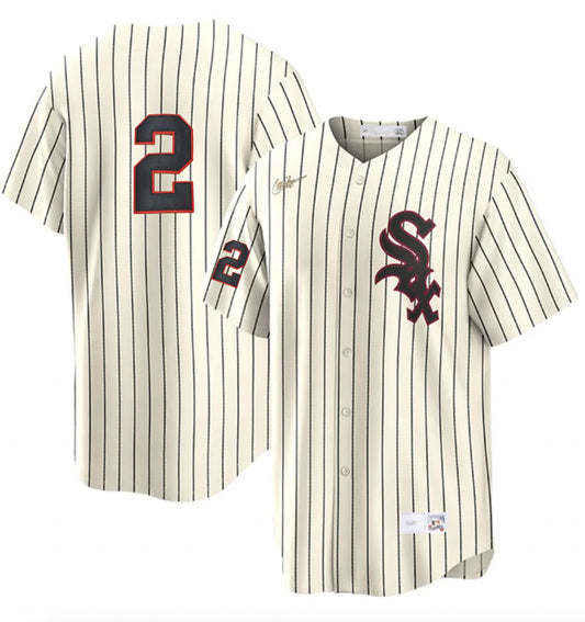 Men's Chicago Nellie Fox White Sox Cooperstown Turn Back The Clock 1959 Home Cream/Black NIKE Blank Replica Jersey