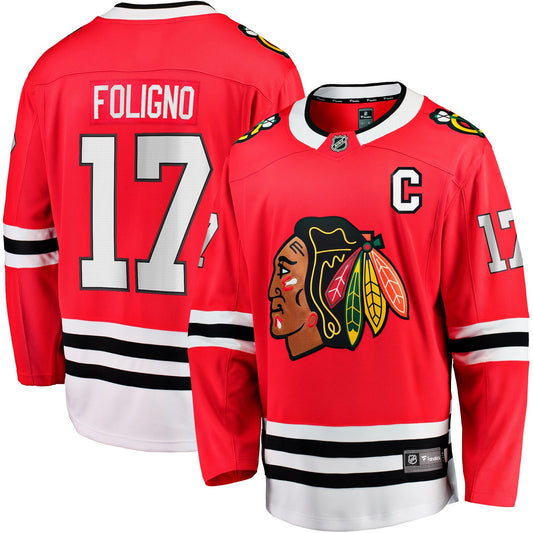 Men's Nick Foligno Chicago Blackhawks Red Home Fanatics Breakaway Premium Replica Jersey