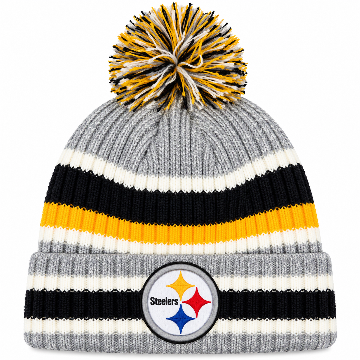 Pittsburgh Steelers Striped Fan Pack Pom Knit
