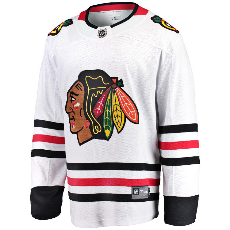 Men's Chicago Blackhawks Fanatics White Blank Breakaway Road Jersey
