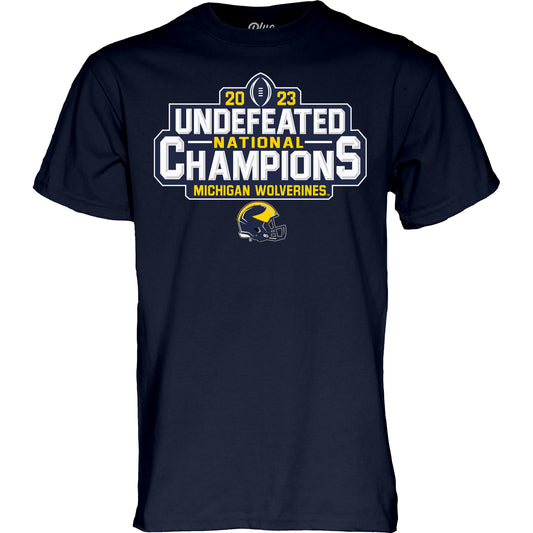 Men's Michigan Wolverines Navy 2023 National Champions Undefeated Season 15-0 T-Shirt