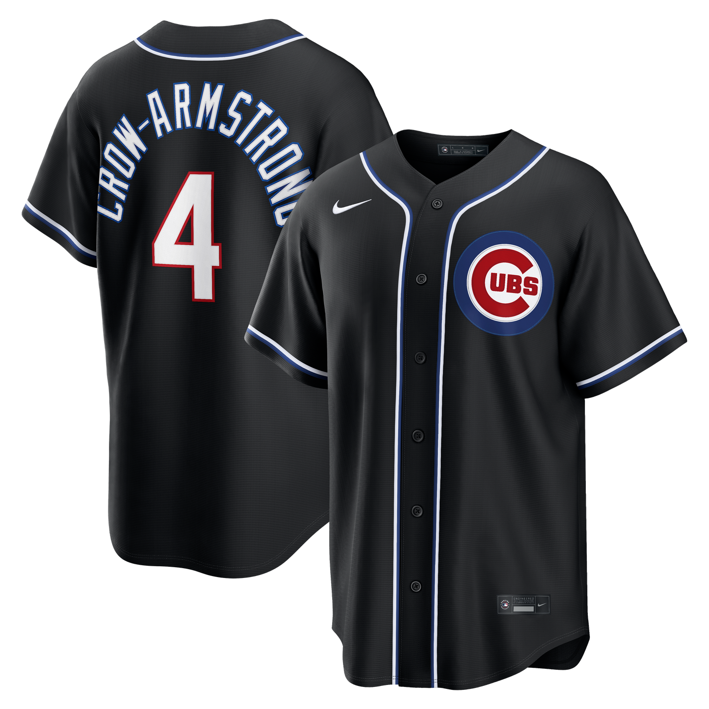 Men's Chicago Cubs Pete Crow-Armstrong Nike Black Carbon Blank Replica Jersey