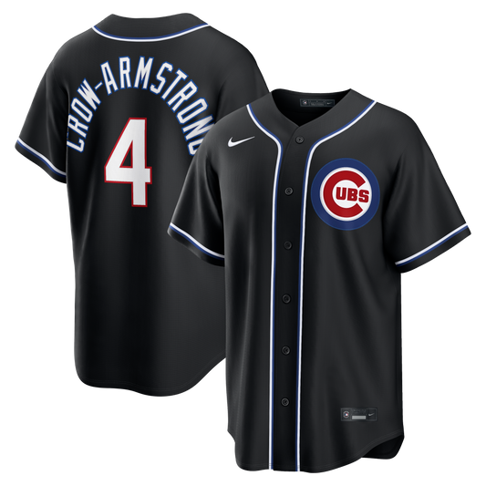 Men's Chicago Cubs Pete Crow-Armstrong Nike Black Carbon Blank Replica Jersey