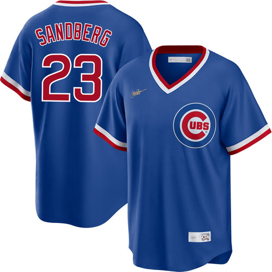 NIKE Men's Chicago Cubs Ryne Sandberg 1984 Cooperstown Collection Blue Alternate Premium Replica Jersey