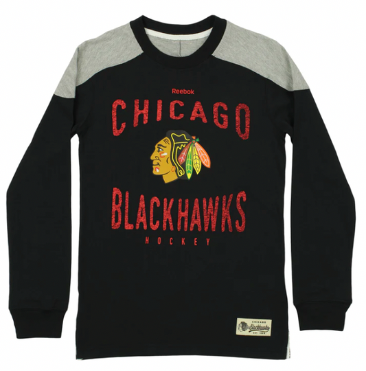 Reebok NHL Youth Chicago Blackhawks Scratched Out Team L/S Tee