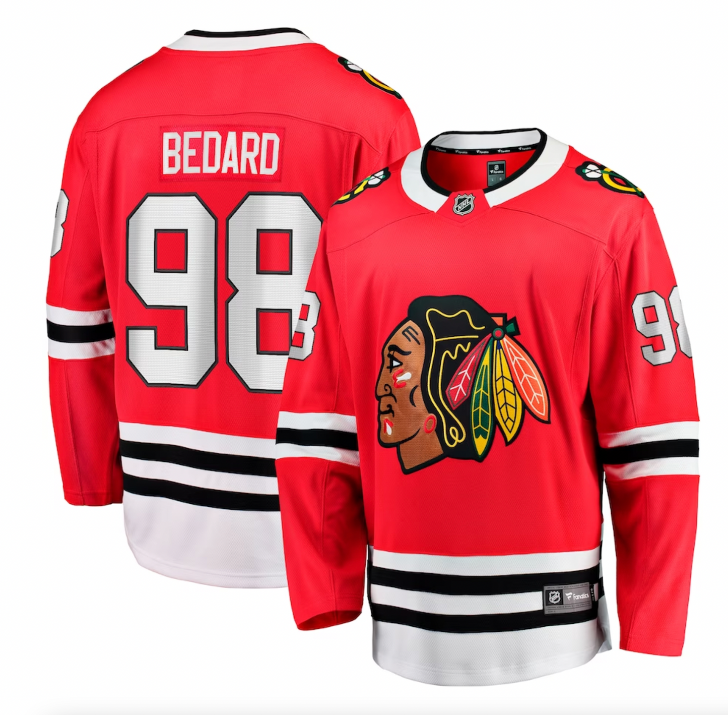 Men's Connor Bedard Chicago Blackhawks Red Home Fanatics Breakaway Replica Jersey