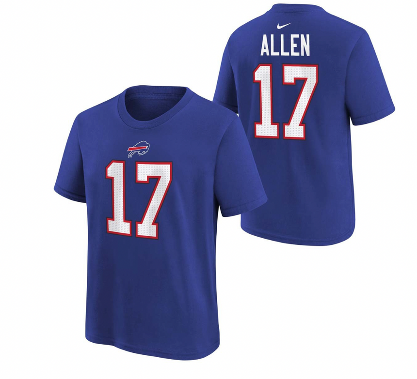Youth Buffalo Bills Josh Allen Nike Blue FUSE Name & Number T-Shirt - Pro Jersey Sports