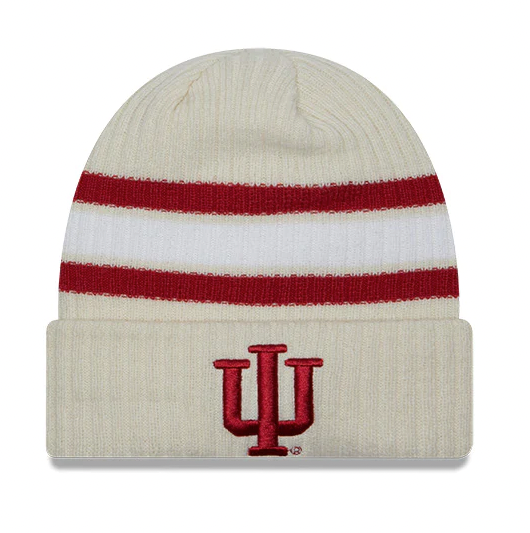 Indiana Hoosiers New Era Off White Vintage Cuffed Knit Hat