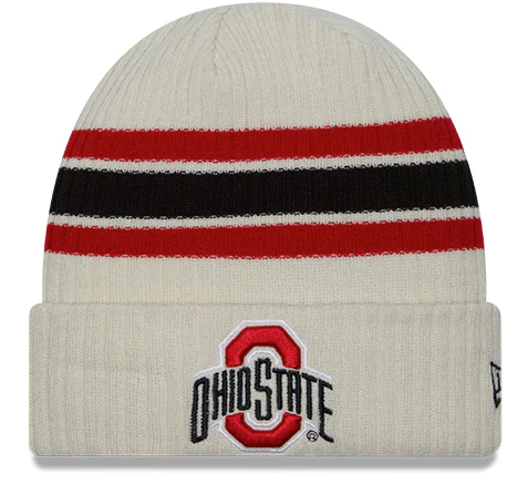 Ohio State Buckeyes New Era Off White Vintage Cuffed Knit Hat