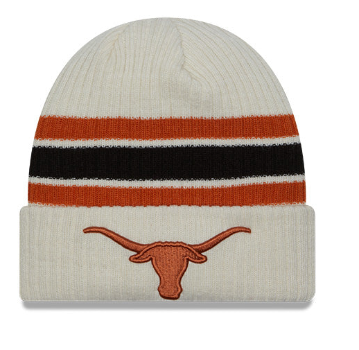 Men's Texas Longhorns New Era Off White Vintage Cuffed Knit Hat