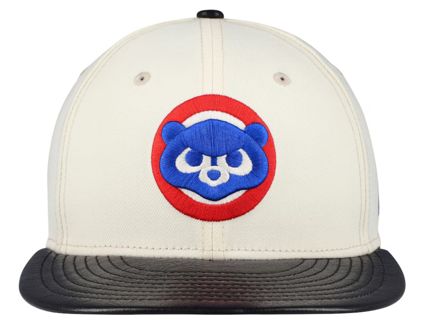 Chicago Cubs Cooperstown Collection Cream/Black Leather Visor New Era 59FIFTY Fitted Hat