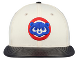 Chicago Cubs Cooperstown Collection Cream/Black Leather Visor New Era 59FIFTY Fitted Hat - Pro Jersey Sports