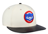 Chicago Cubs Cooperstown Collection Cream/Black Leather Visor New Era 59FIFTY Fitted Hat - Pro Jersey Sports