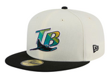 Tampa Bay Devil Rays Cooperstown Collection Cream/Black Leather Visor New Era 59FIFTY Fitted Hat - Pro Jersey Sports