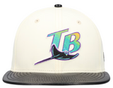 Tampa Bay Devil Rays Cooperstown Collection Cream/Black Leather Visor New Era 59FIFTY Fitted Hat - Pro Jersey Sports