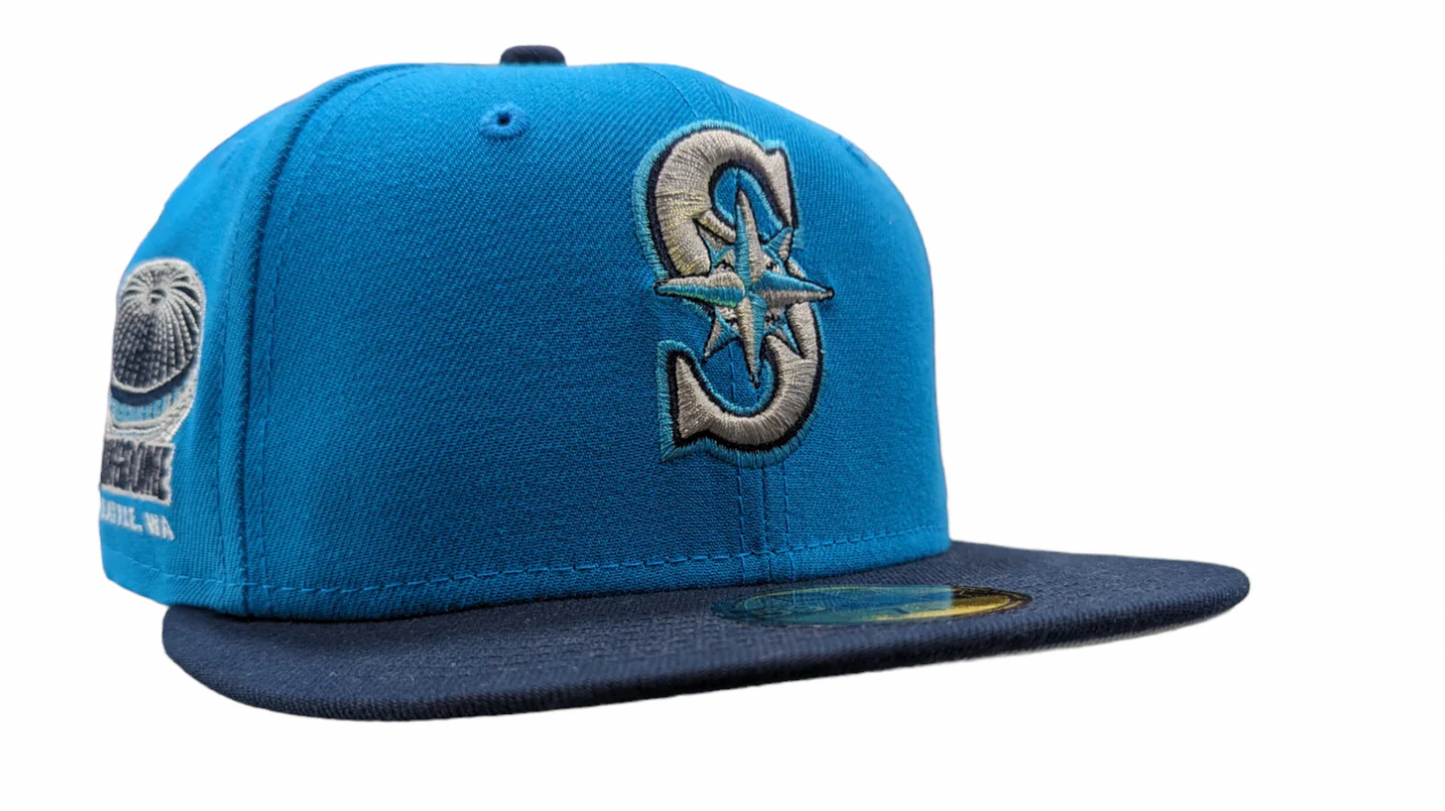 Seattle Mariners New Era 2 Tone Sunwash Ocean Blue Nirvana Nevermind Inspired 59FIFTY Fitted Hat