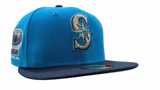 Seattle Mariners New Era 2 Tone Sunwash Ocean Blue Nirvana Nevermind Inspired 59FIFTY Fitted Hat