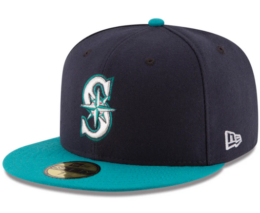 Men's Seattle Mariners New Era Navy/Aqua Alternate Authentic Collection On Field 59FIFTY Fitted Hat