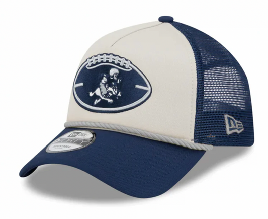 Men's Dallas Cowboys New Era 2024 Sideline Historic Stone/Navy 9FORTY A-Frame Adjustable Hat