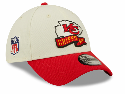 Men's Kansas City Chiefs New Era Cream/Red 2022 Sideline 39THIRTY Flex Hat