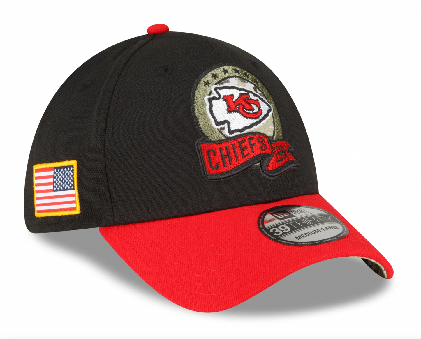 Men's Kansas City Chiefs New Era Black 2022 Salute to Service 39THIRTY Flex Hat