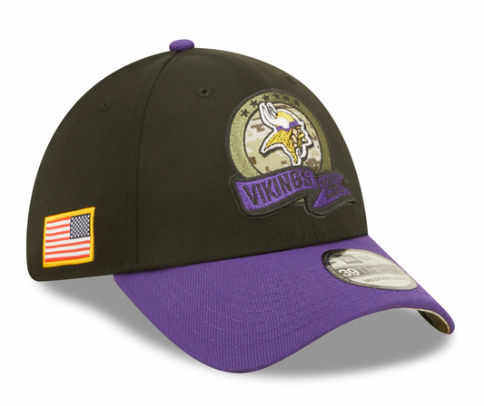 Men's Minnesota Vikings New Era Black 2022 Salute to Service 39THIRTY Flex Hat