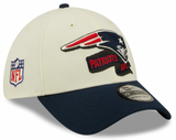 Men's New England Patriots New Era Cream/Navy 2022 Sideline 39THIRTY Flex Hat - Pro Jersey Sports