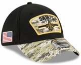 Men's New Orleans Saints New Era Black 2021 Salute to Service Primary Logo 39THIRTY Flex Hat - Pro Jersey Sports
