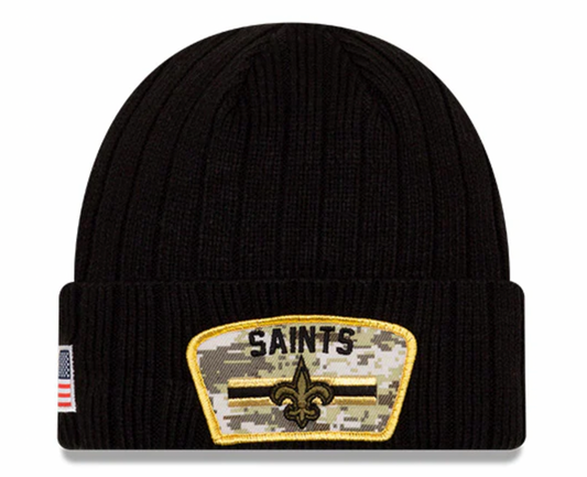 Men's New Orleans Saints New Era Black 2021 Salute To Service Sideline Cuffed Knit Hat