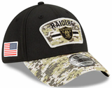 Men's Las Vegas Raiders New Era Black 2021 Salute to Service Primary Logo 39THIRTY Flex Hat - Pro Jersey Sports