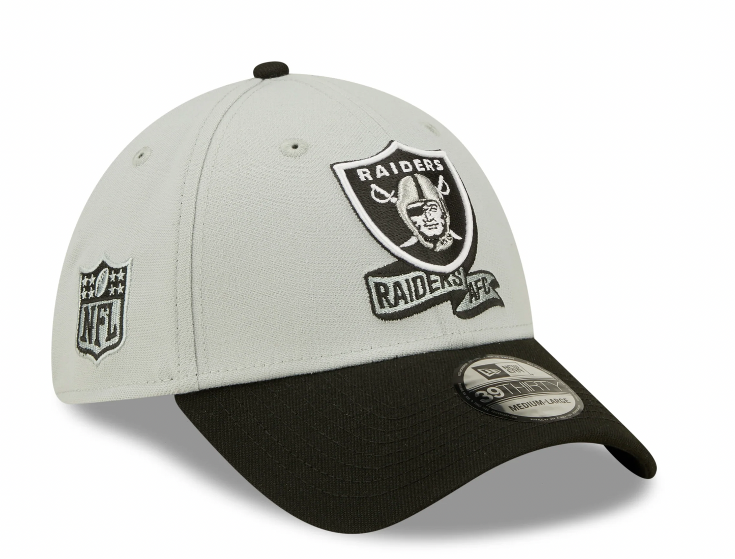 Men's Las Vegas Raiders New Era Gray/Black 2022 Sideline 39THIRTY Flex Hat