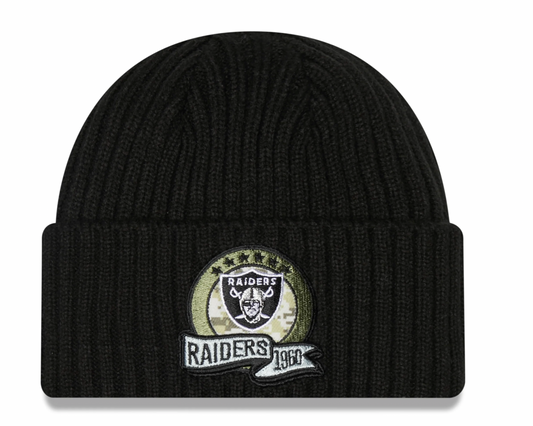 Las Vegas Raiders New Era Black 2022 NFL Sideline Official Black Salute To Service Sport Knit Hat