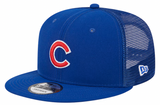 Chicago Cubs Primary Logo New Era Blue 9FIFTY Mesh Trucker Snapback Hat - Pro Jersey Sports