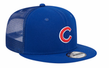 Chicago Cubs Primary Logo New Era Blue 9FIFTY Mesh Trucker Snapback Hat - Pro Jersey Sports