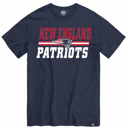 New England Patriots Mens Atlas Blue Run Thru Franklin Tee By 47' Brand