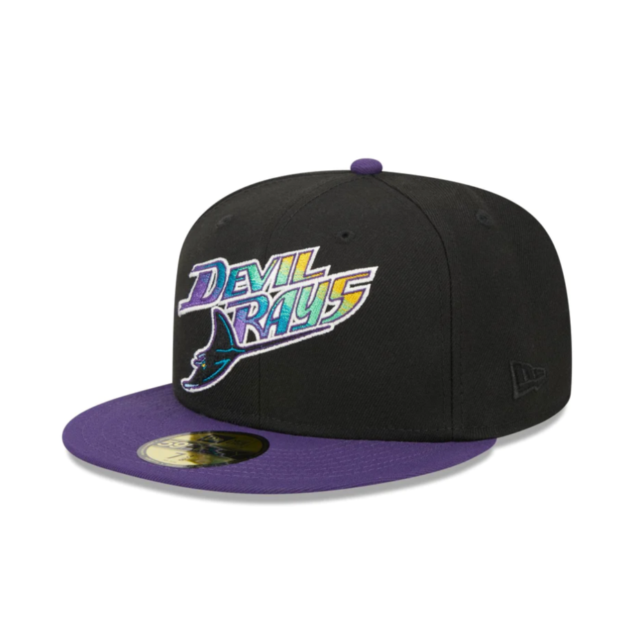 Tampa Bay Devil Rays Inaugural Season 2 Tone Black/Purple 59FIFTY Fitted Hat