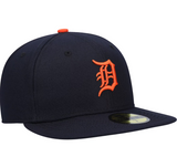 Men's Detroit Tigers New Era Navy Road Authentic Collection On-Field Logo 59FIFTY Fitted Hat - Pro Jersey Sports