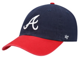 Men's Atlanta Braves Navy/Red Clean Up Adjustable Hat By '47 Brand - Pro Jersey Sports