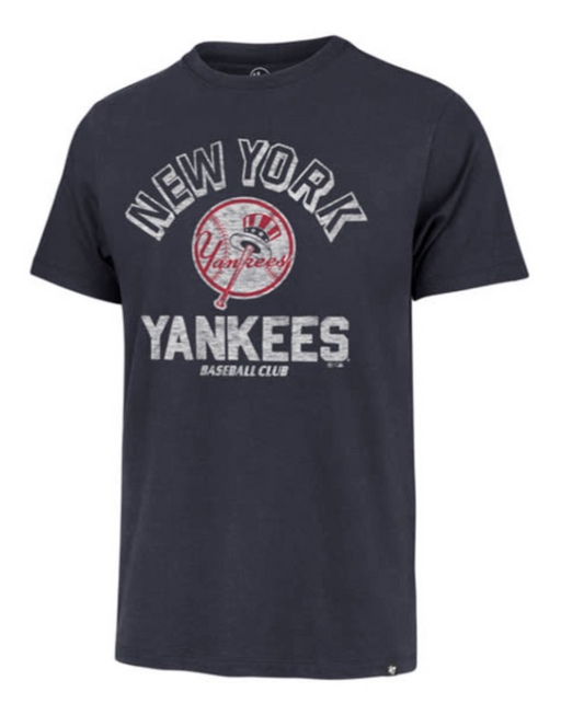 New York Yankees Men’s 47 Brand Retrograde Atlas Blue Franklin T-Shirt Tee