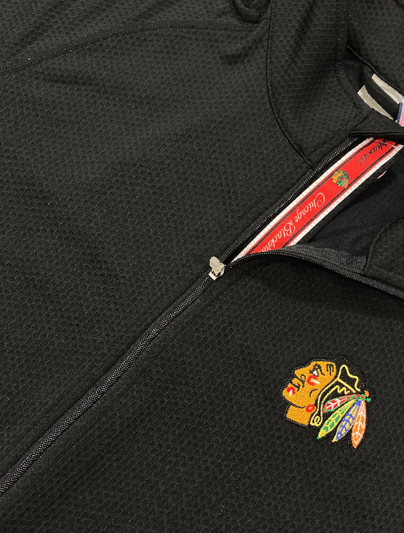 Women's Chicago Blackhawks Full Zip Black Progression Team Script Crew Jacket